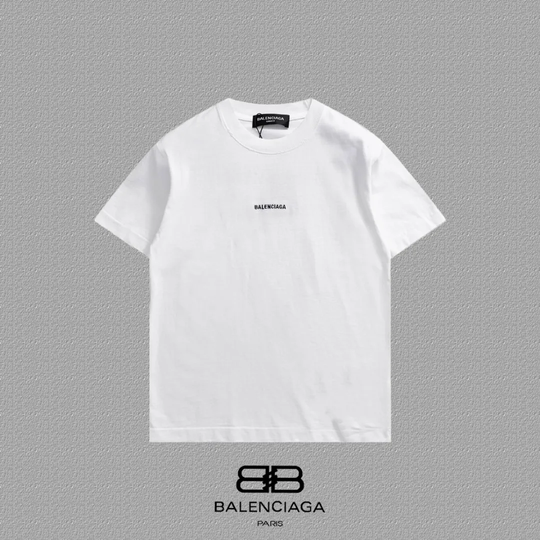 P100✨🔥 [balenciaga] 2026FW short-sleeved T-shirt Premium 26s double yarn 300g fabric embroidery process wash water spray Ma Jiu distressed color: wash water black wash water white wash water Khaki Size: S M L XL 2XL